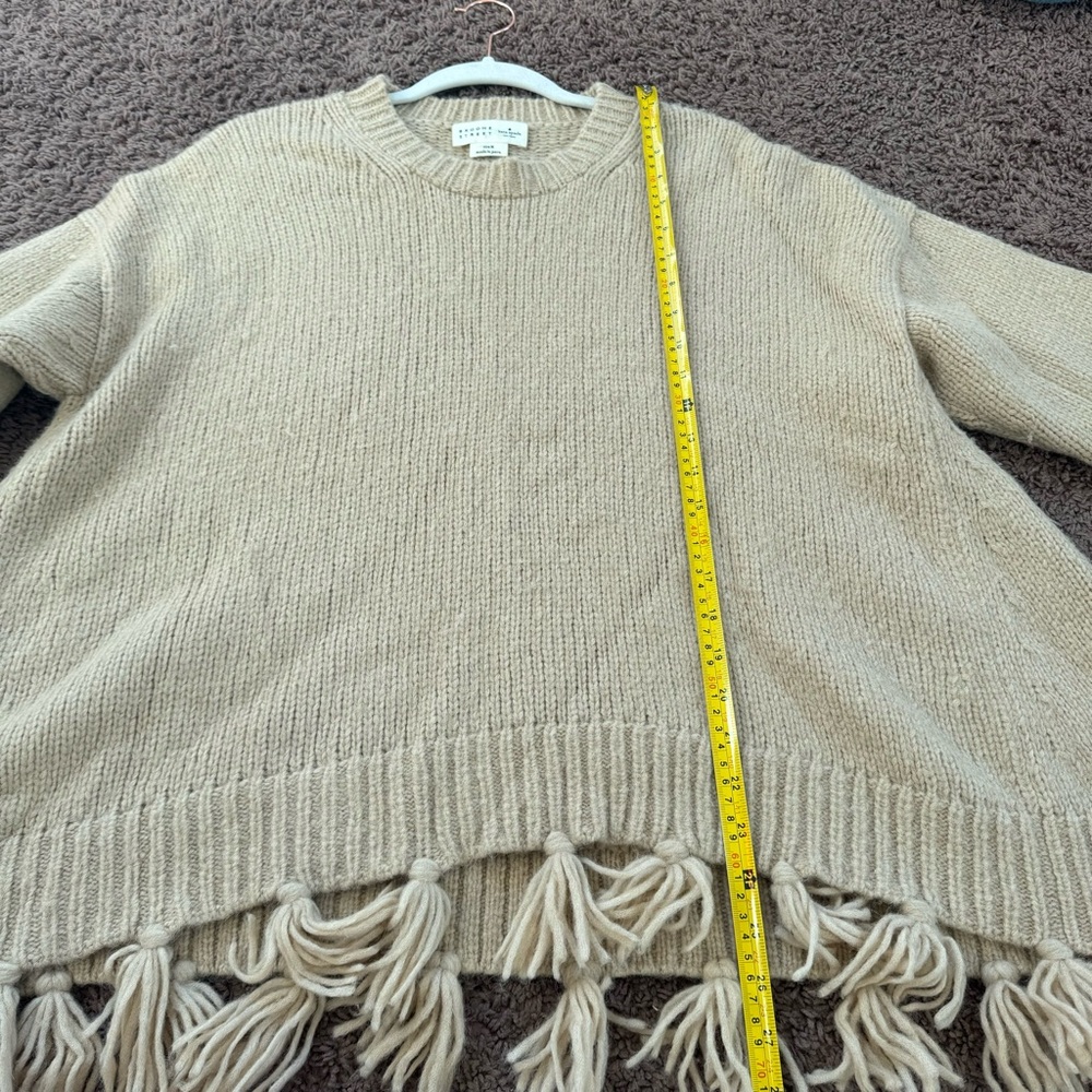 Kate Spade Broome Street Alpaca Tassel Sweater Warm Caramel Beige Wool M $348 - Picture 7 of 9